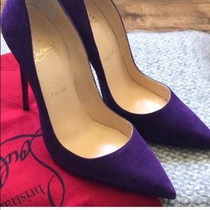 So Kate Christian Louboutins in purple suede